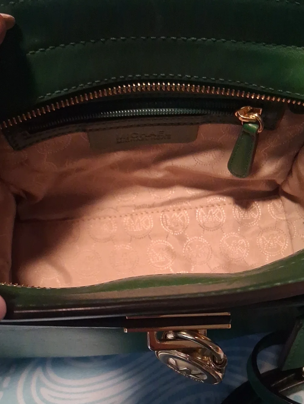 Michael Kors Emerald Green Leather Small Satchel w/Goldtone Lock & Key  (NWOT)